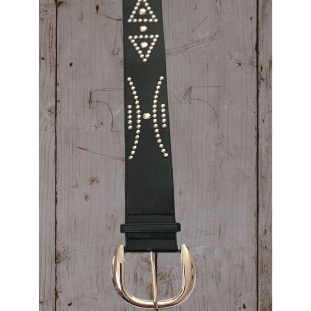 Black Silver Studded Wide Statement Belt - Boho Western Punk NWT